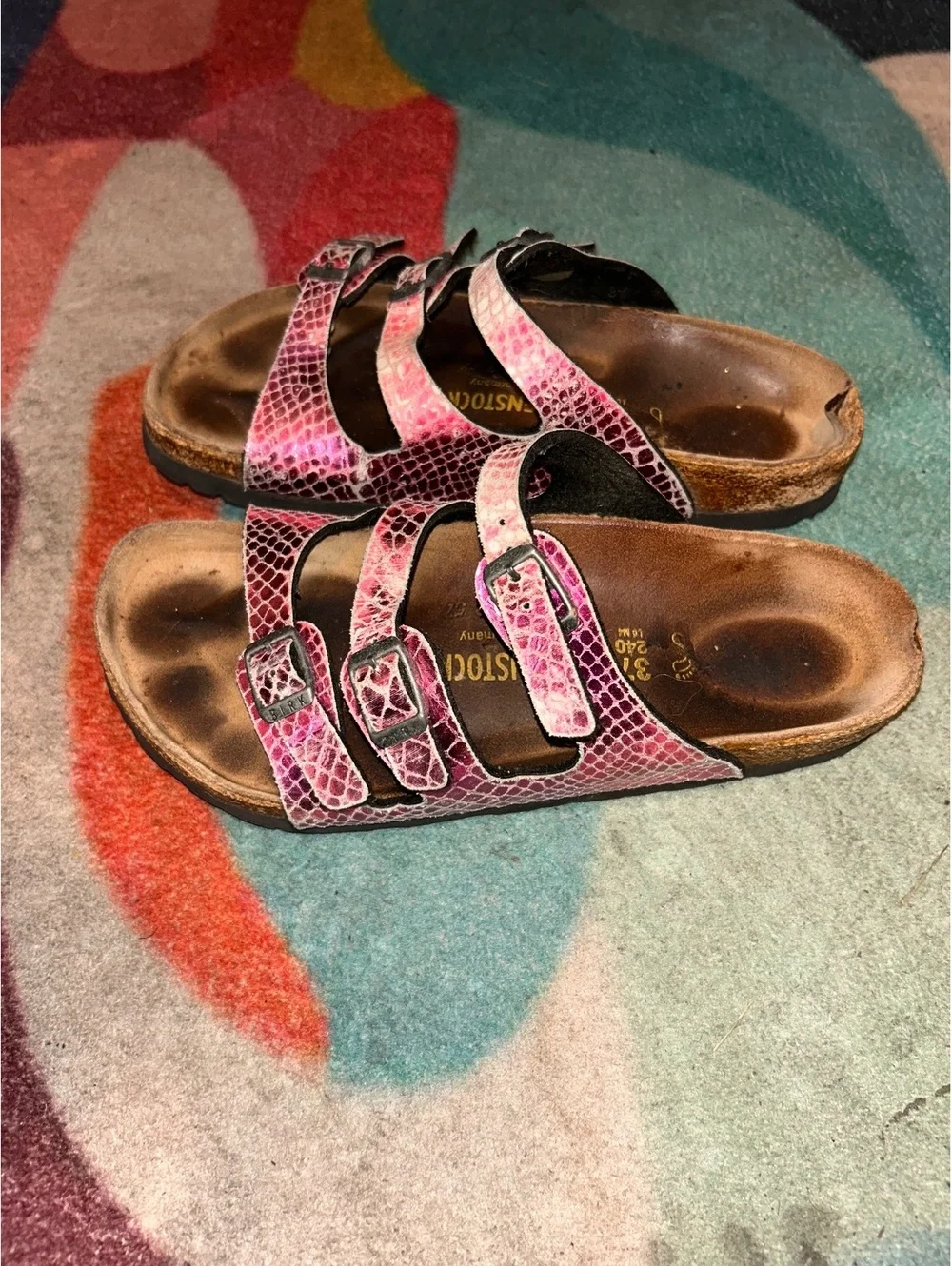 Birkenstock Pink Snake Print Men's Sandals Size 37